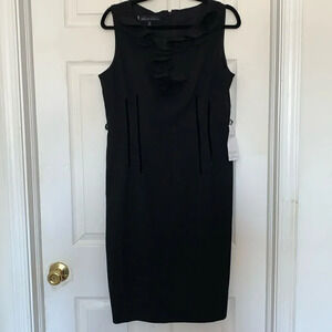 Anne Klein Women’s Black Fitted Ruffled Sleeveless Dress
